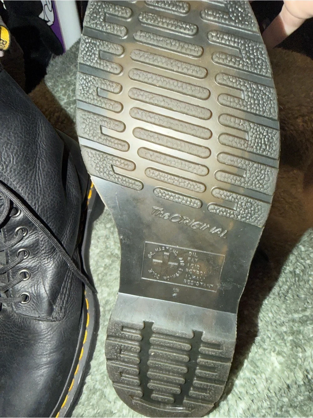 Dr. Martens Men’s Size 9 Leather AIR WARE Bouncing Soles Boots Yellow Stitching